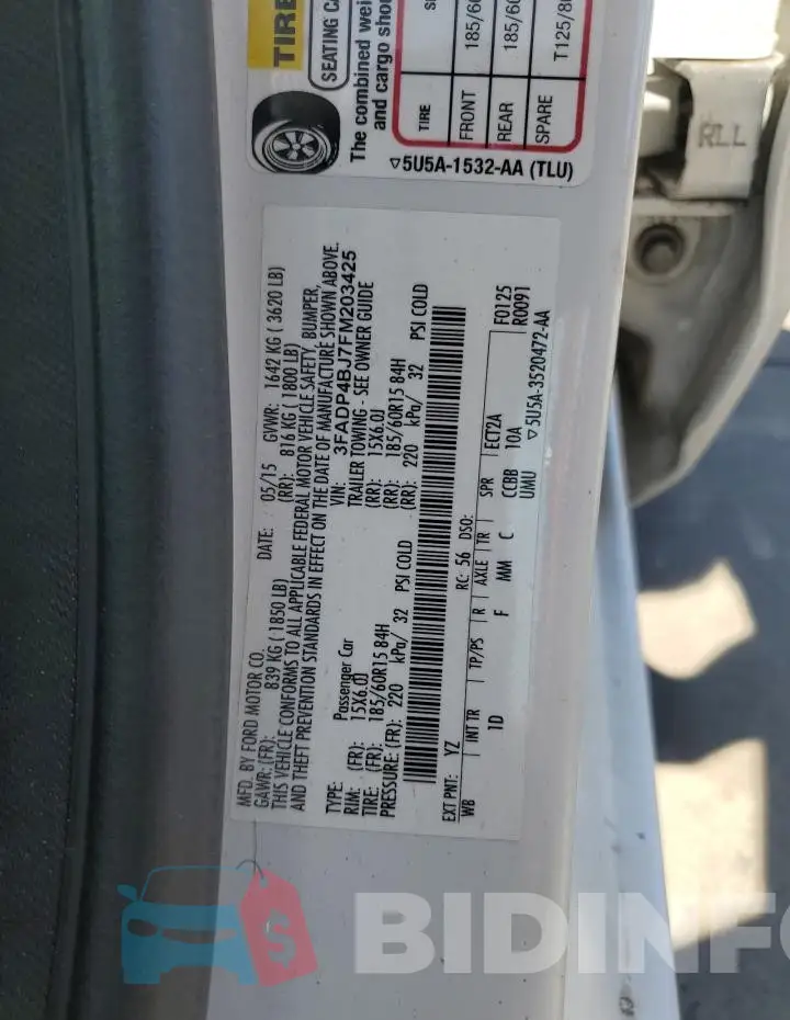 3FADP4BJ7FM203425 Photo# 12