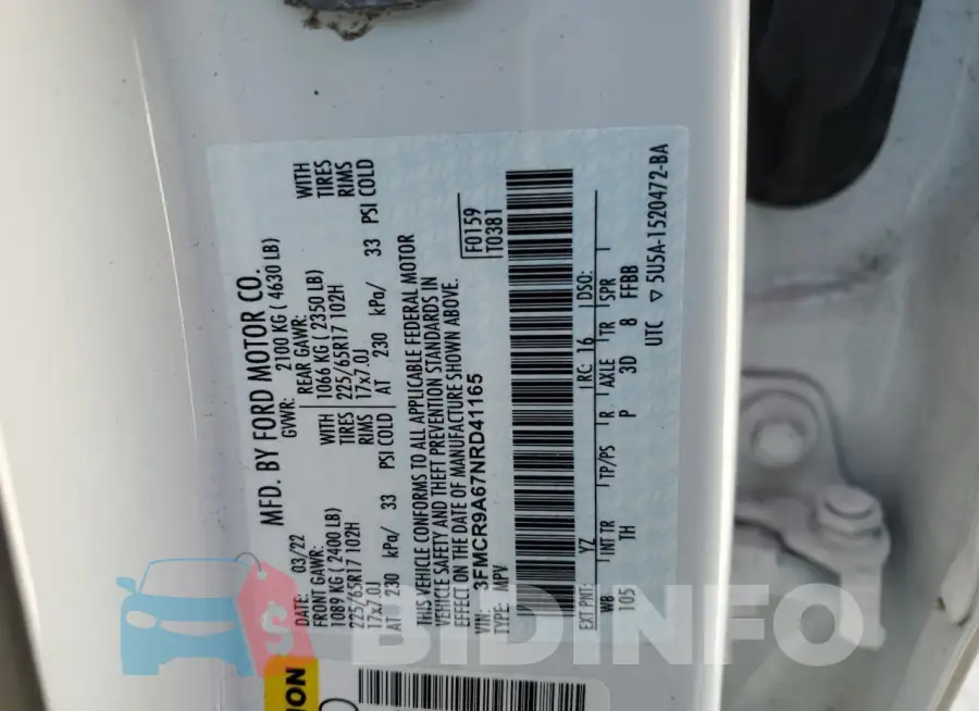 3FMCR9A67NRD41165 Photo# 14