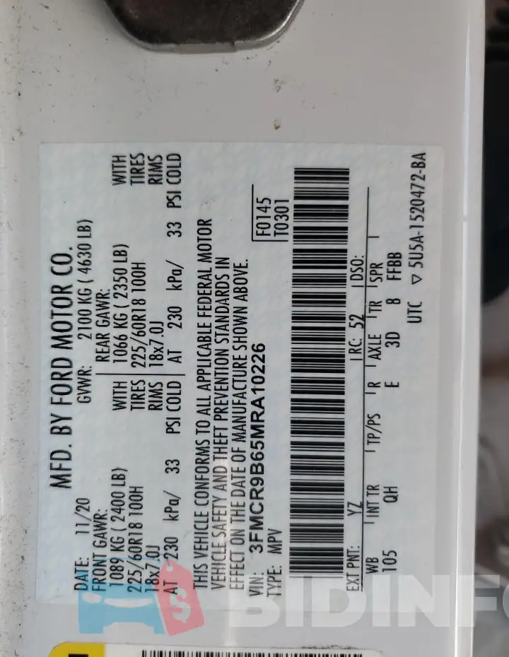 3FMCR9B65MRA10226 Photo# 13