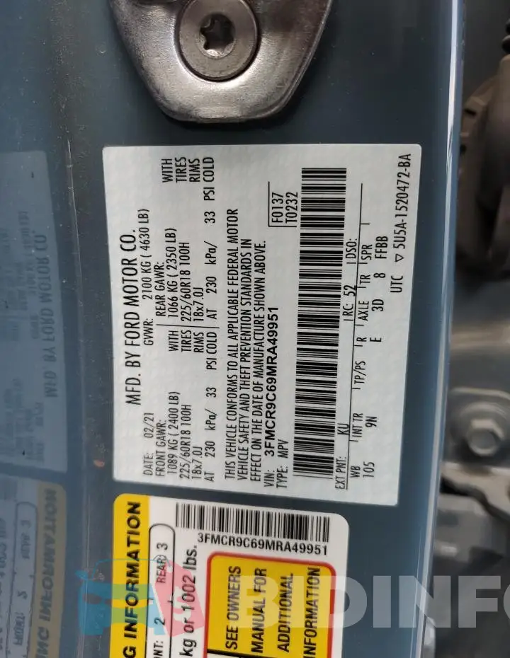 3FMCR9C69MRA49951 Photo# 14