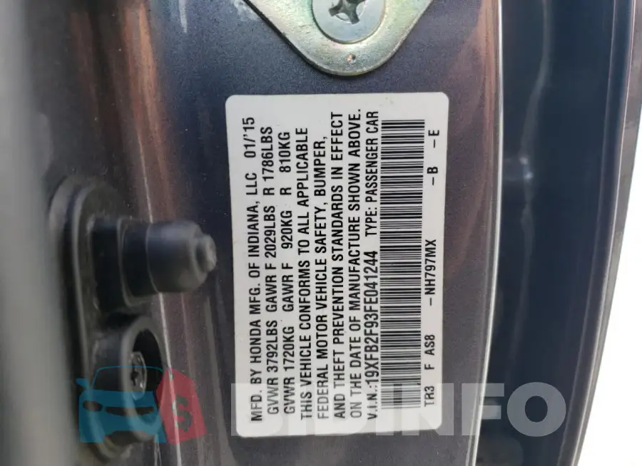 19XFB2F93FE041244 Photo# 12
