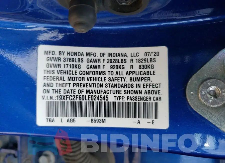 19XFC2F60LE024545 Photo# 12