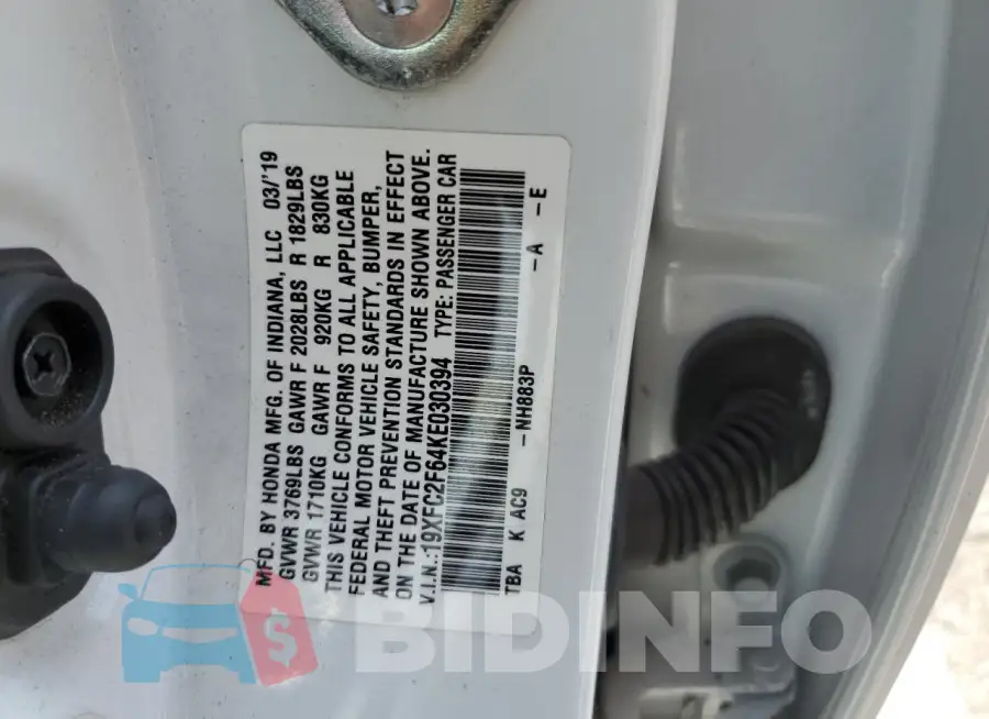 19XFC2F64KE030394 Photo# 12