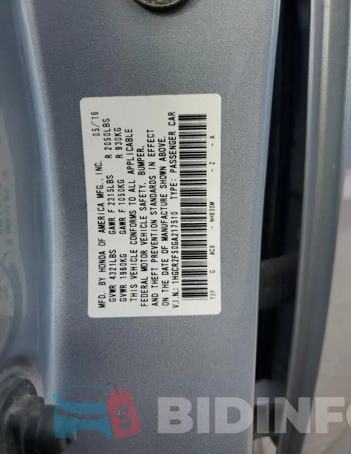 1HGCR2F50GA217510 Photo# 12