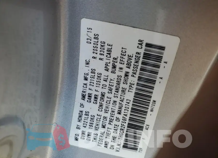 1HGCR2F56FA130743 Photo# 12