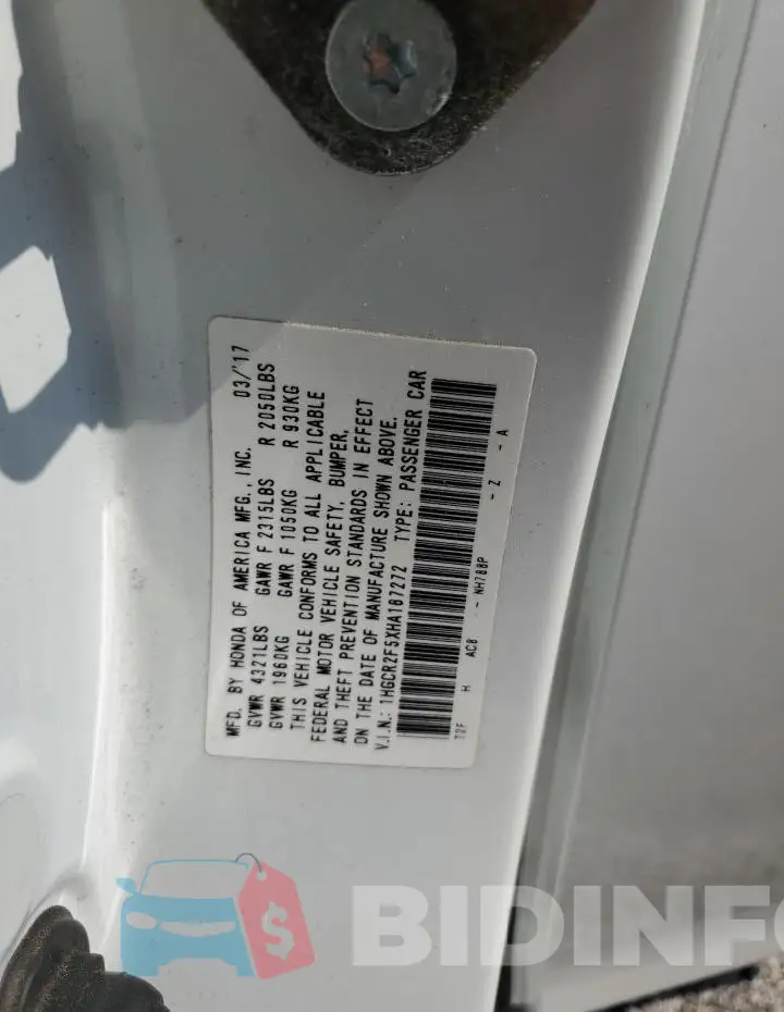 1HGCR2F5XHA187272 Photo# 13