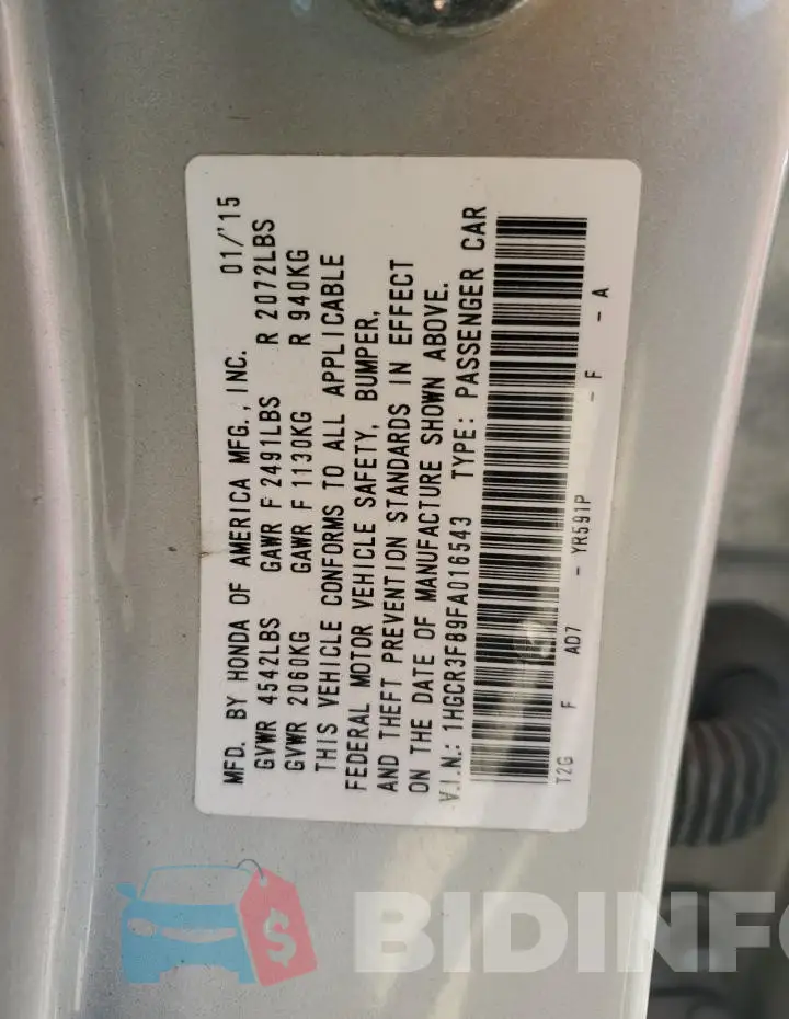 1HGCR3F89FA016543 Photo# 13