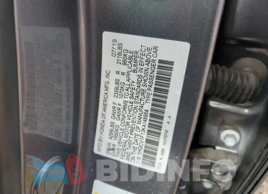 1HGCV1F13KA148954 Photo# 12