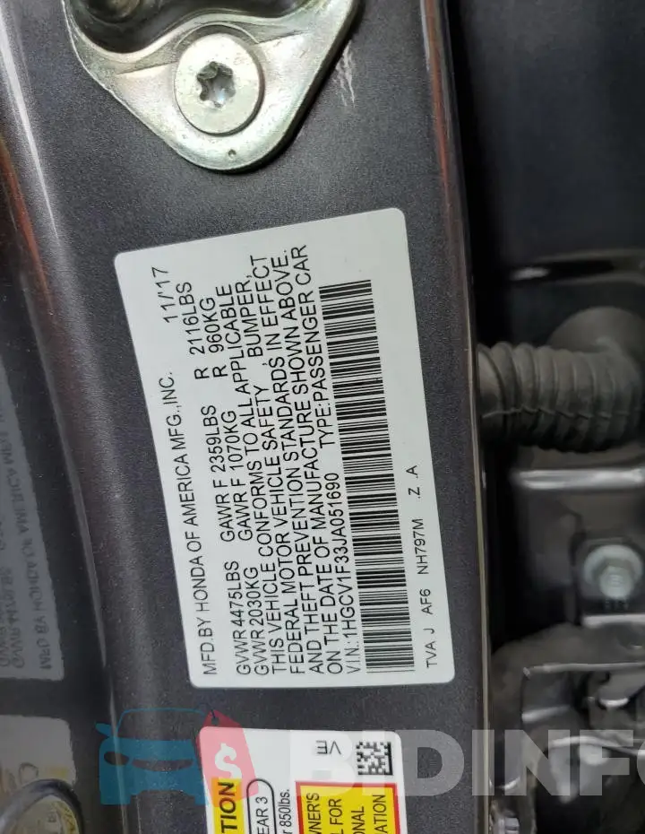 1HGCV1F33JA051690 Photo# 12