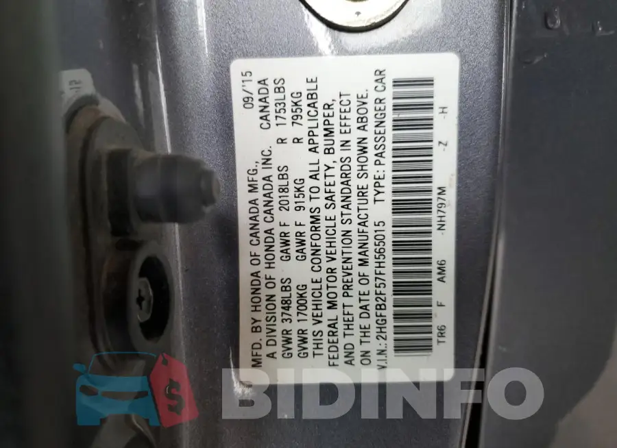 2HGFB2F57FH565015 Photo# 12