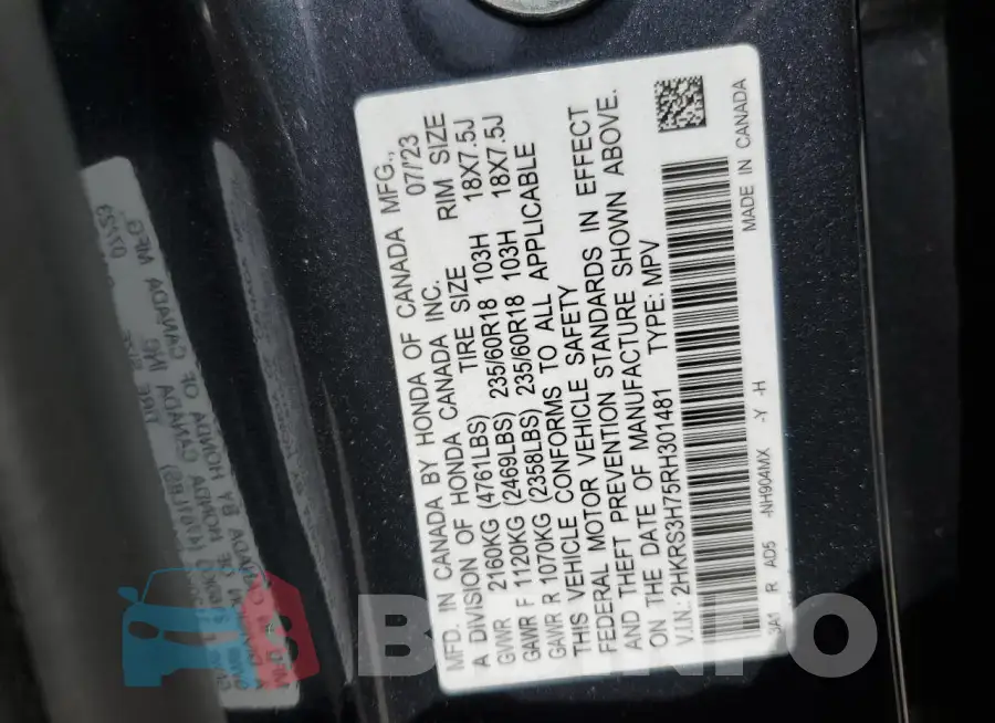 2HKRS3H75RH301481 Photo# 13