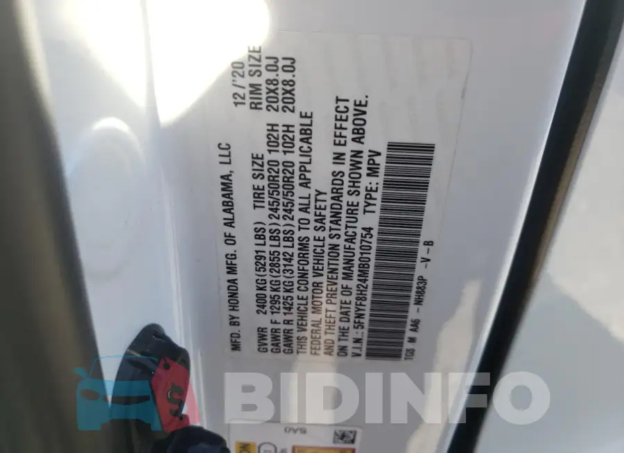 5FNYF8H24MB010754 Photo# 14