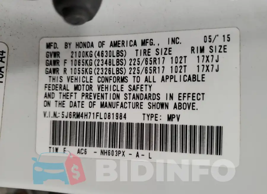 5J6RM4H71FL081984 Photo# 13