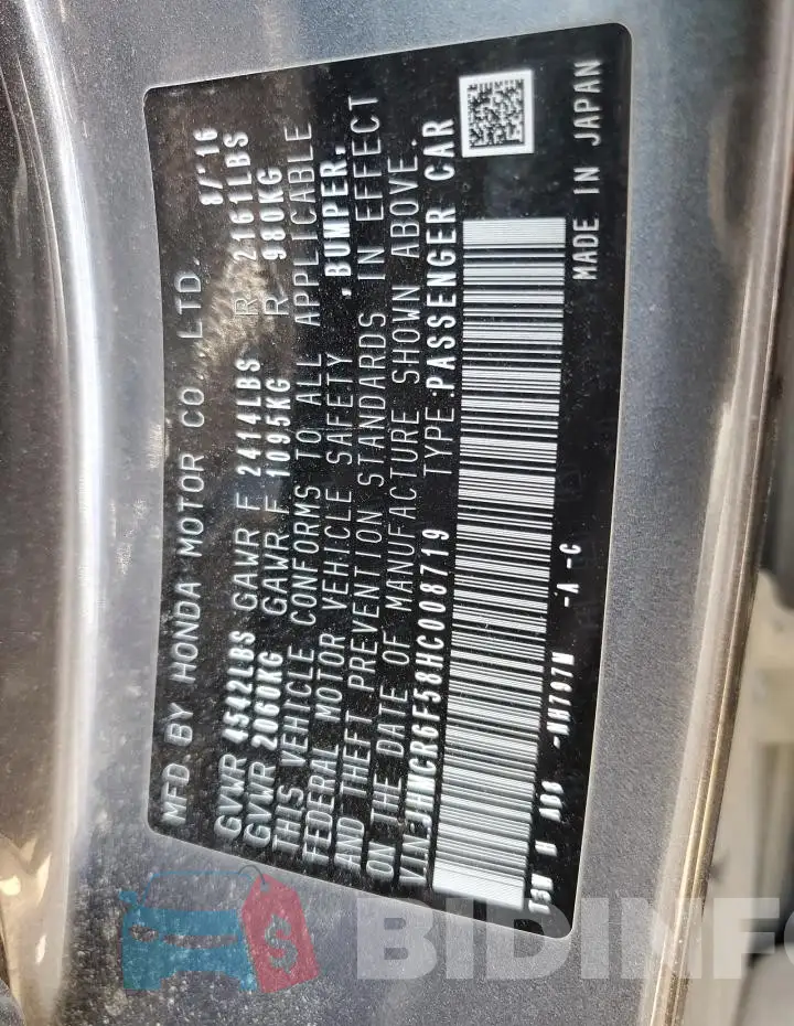 JHMCR6F58HC008719 Photo# 12