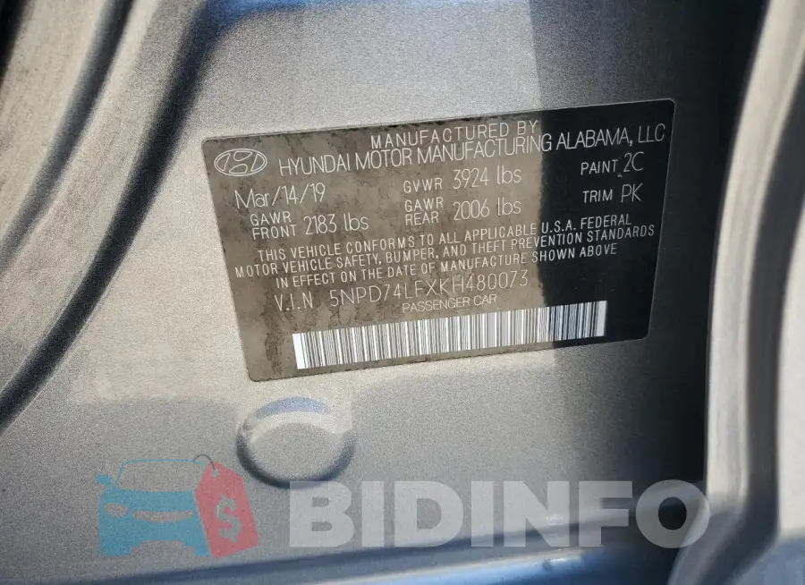 5NPD74LFXKH480073 Photo# 12