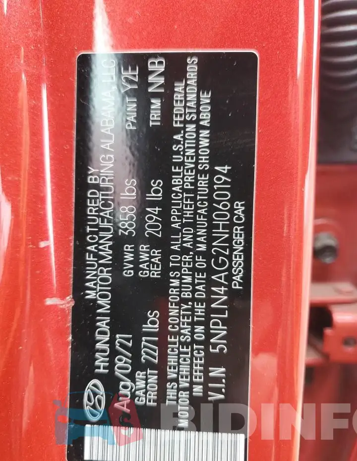 5NPLN4AG2NH060194 Photo# 12