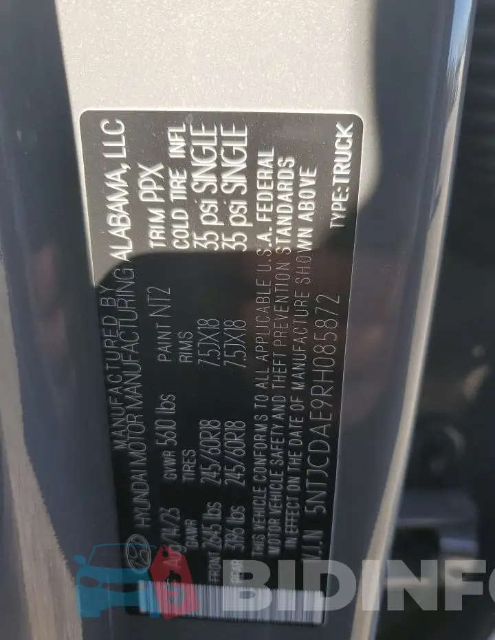 5NTJCDAE9RH085872 Photo# 12