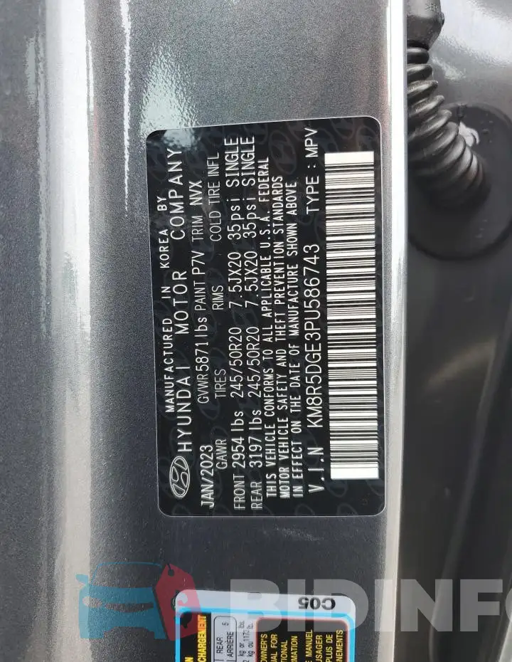 KM8R5DGE3PU586743 Photo# 13