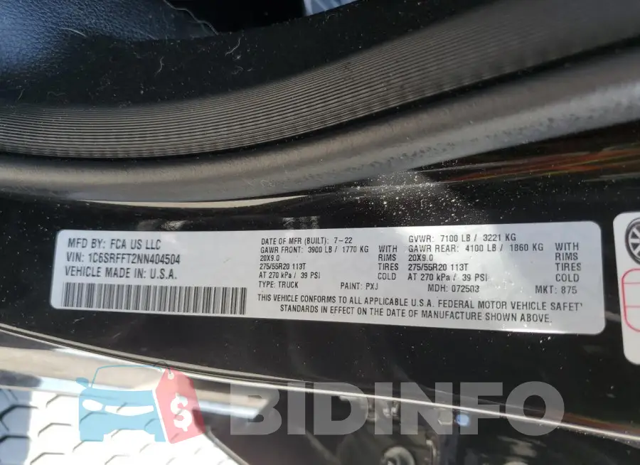 1C6SRFFT2NN404504 Photo# 13