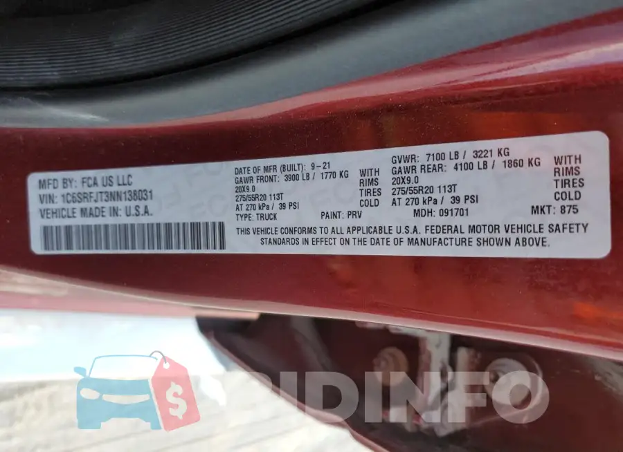 1C6SRFJT3NN138031 Photo# 12