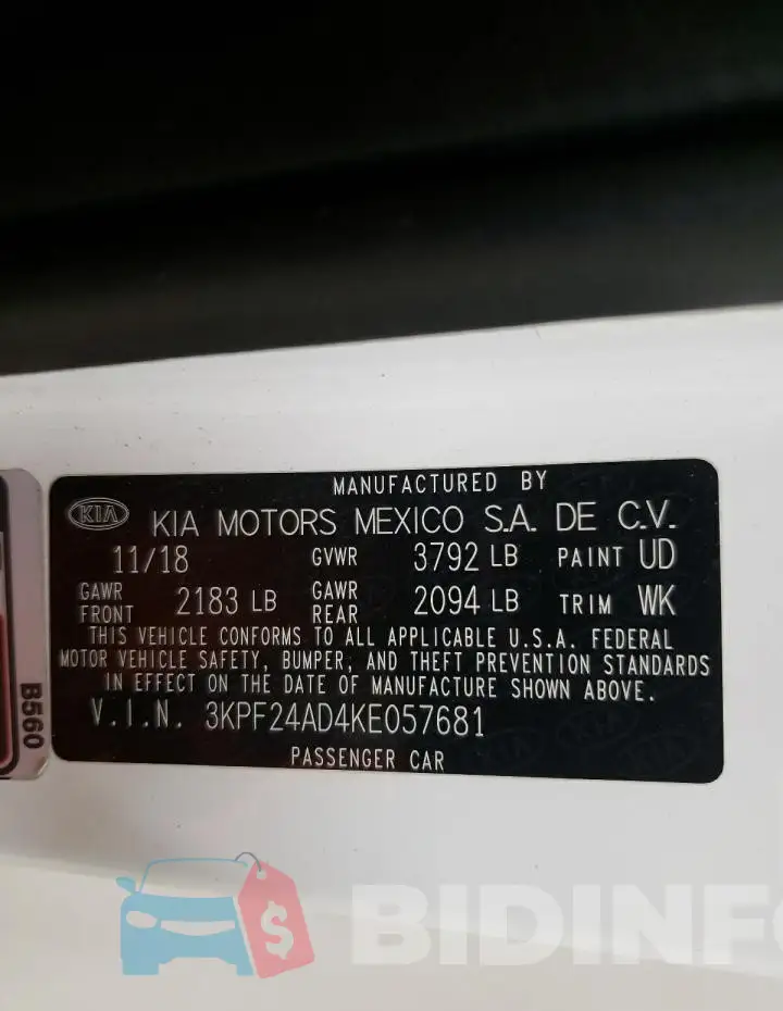 3KPF24AD4KE057681 Photo# 12