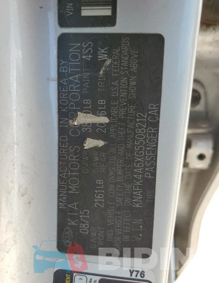 KNAFK4A6XG5508212 Photo# 12