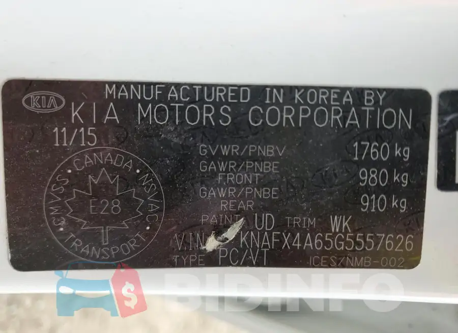 KNAFX4A65G5557626 Photo# 12