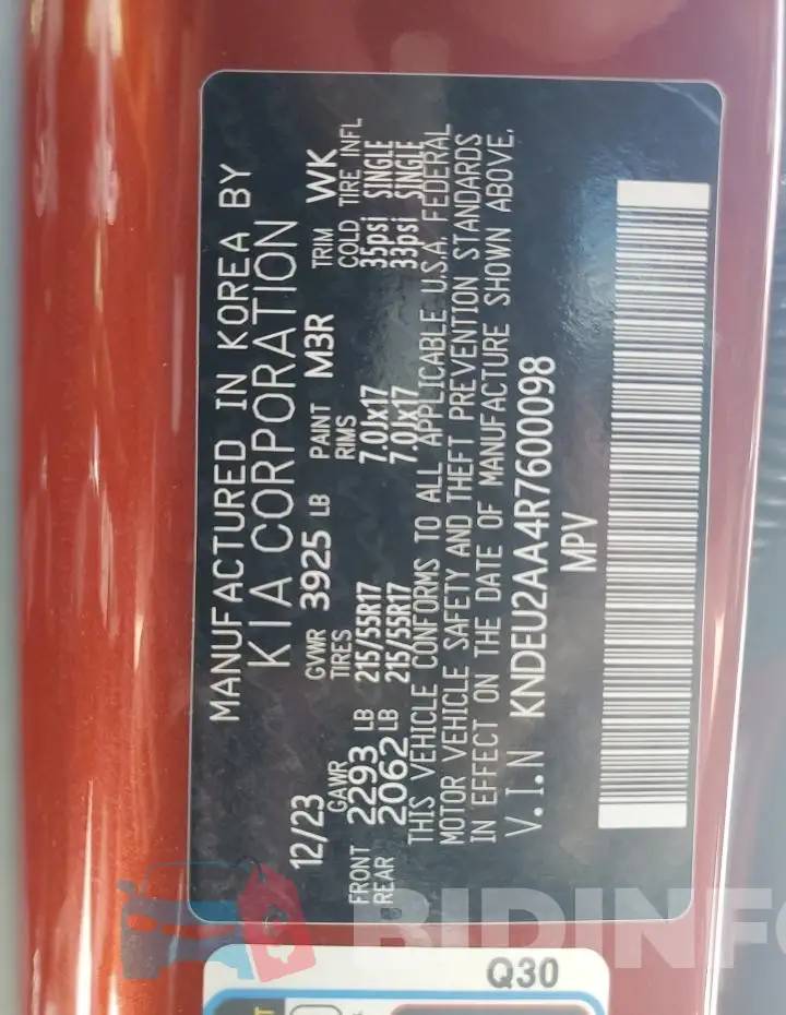 KNDEU2AA4R7600098 Photo# 13