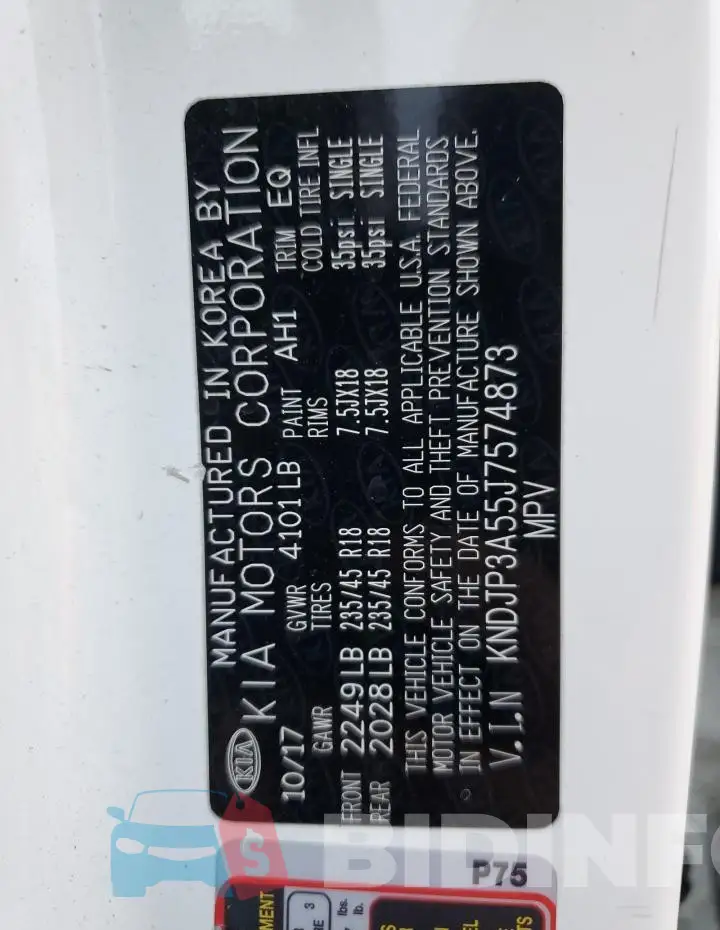KNDJP3A55J7574873 Photo# 13