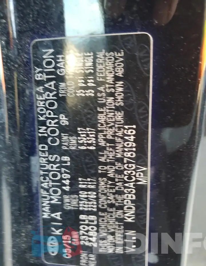 KNDPB3AC3G7819461 Photo# 13