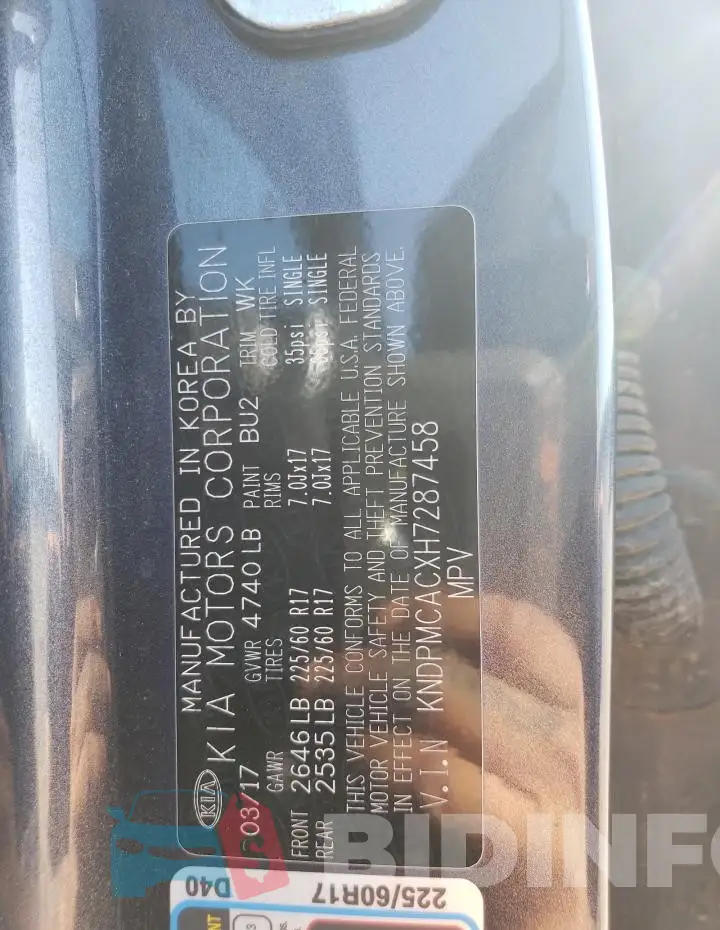KNDPMCACXH7287458 Photo# 13