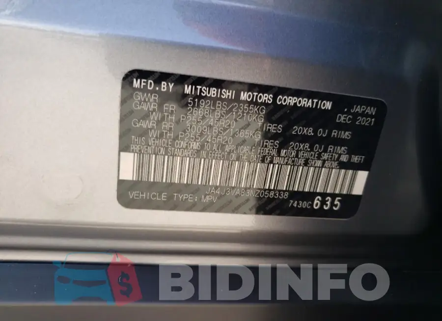 JA4J3VA83NZ058338 Photo# 13