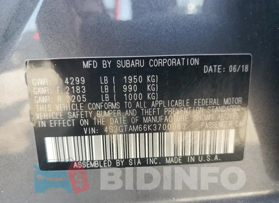 4S3GTAM66K3700083 Photo# 13