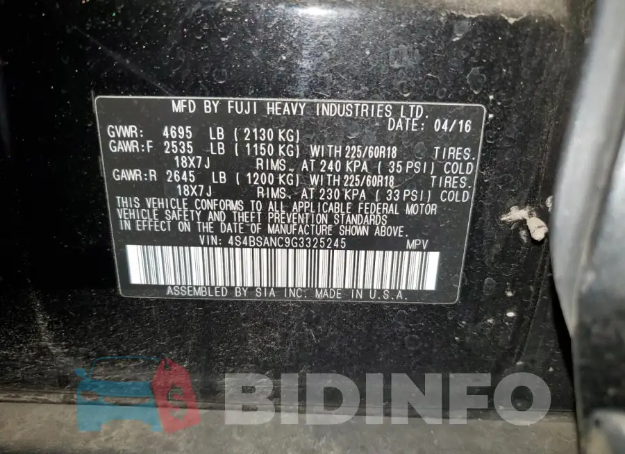 4S4BSANC9G3325245 Photo# 14