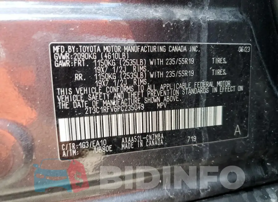 2T3C1RFV6PC235043 Photo# 14