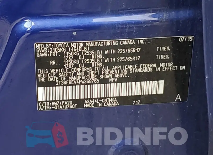 2T3RFREV4FW368765 Photo# 13