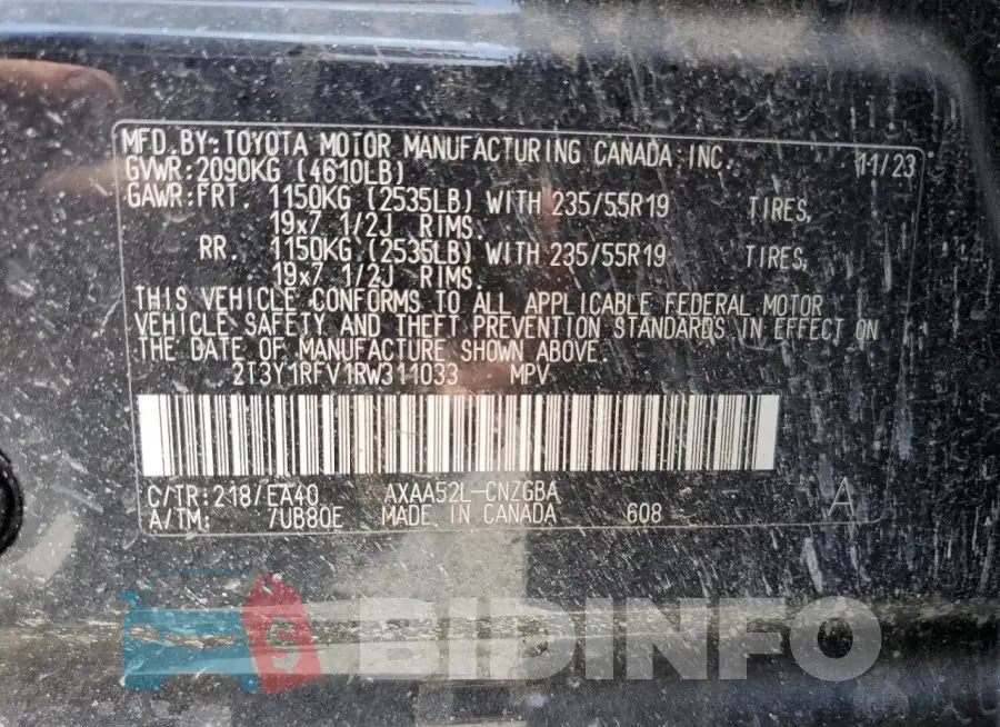 2T3Y1RFV1RW311033 Photo# 12