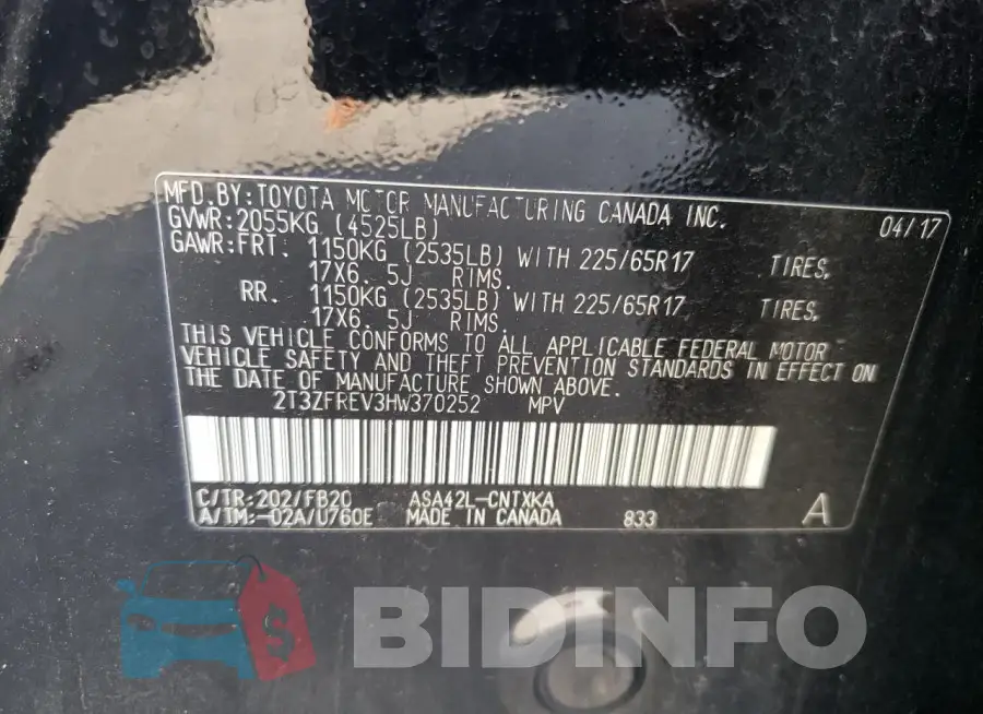 2T3ZFREV3HW370252 Photo# 13
