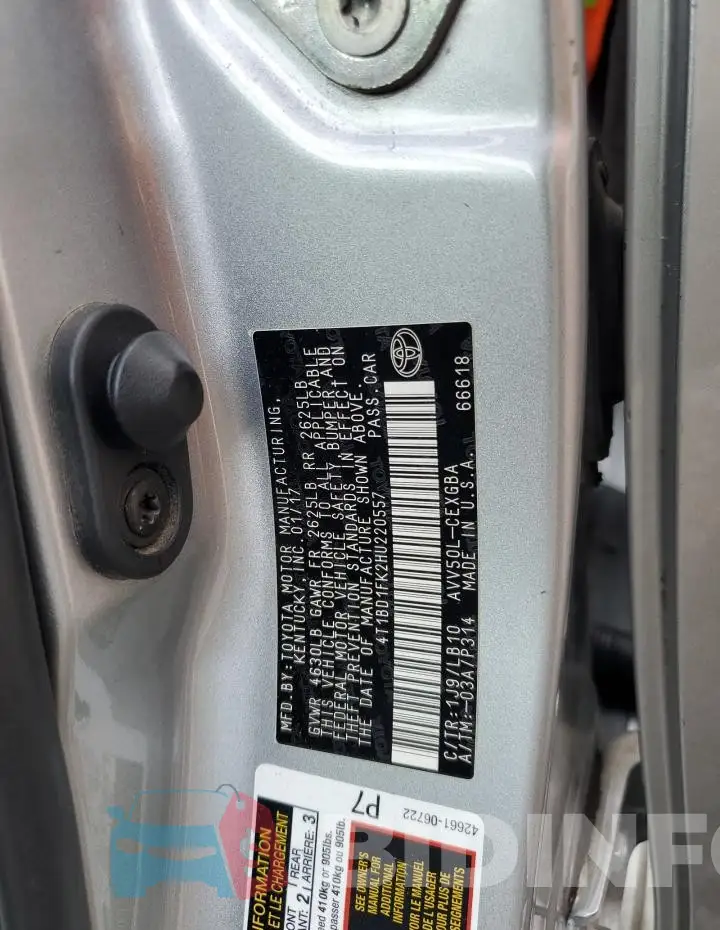 4T1BD1FK2HU220557 Photo# 13