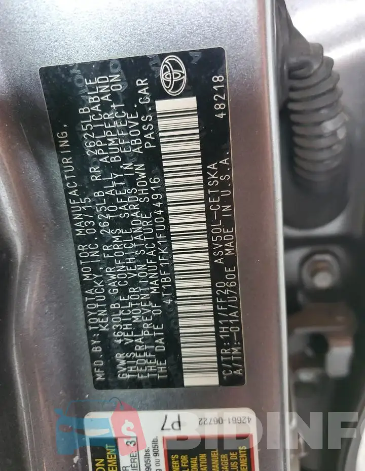 4T1BF1FK1FU044916 Photo# 12