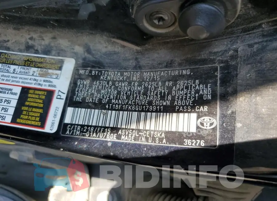 4T1BF1FK6GU179911 Photo# 13