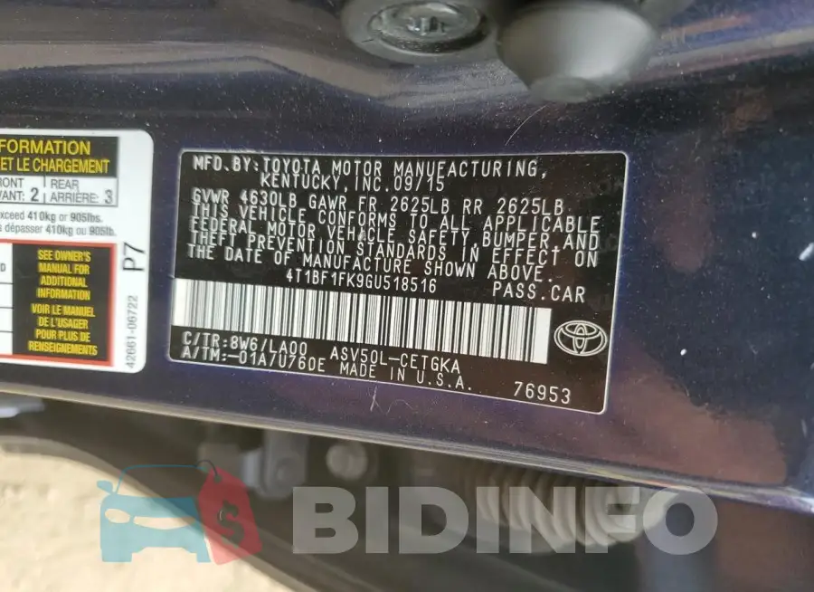 4T1BF1FK9GU518516 Photo# 12