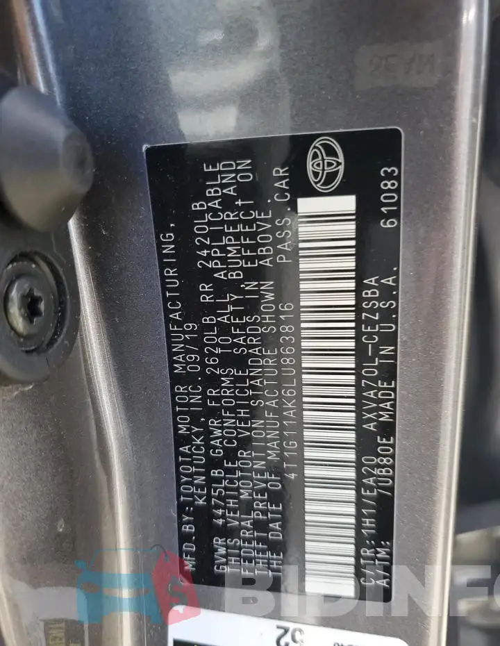 4T1G11AK6LU863816 Photo# 12