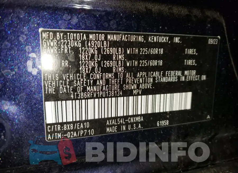 4T3B6RFV1PU138134 Photo# 13