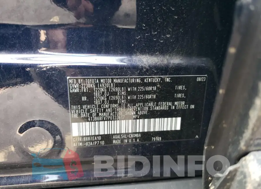 4T3B6RFV7PU133617 Photo# 13