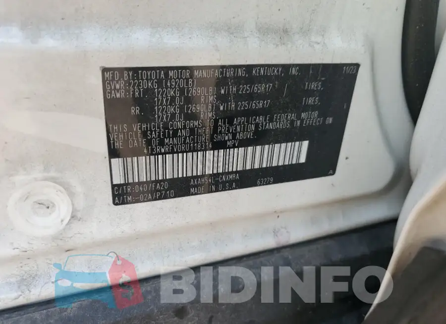 4T3RWRFV0RU118314 Photo# 12
