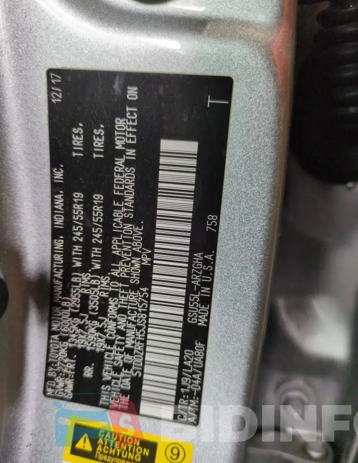 5TDDZRFH5JS815754 Photo# 13