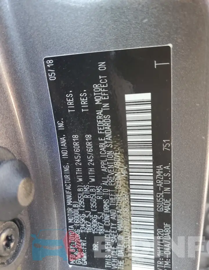 5TDJZRFH2JS873887 Photo# 13