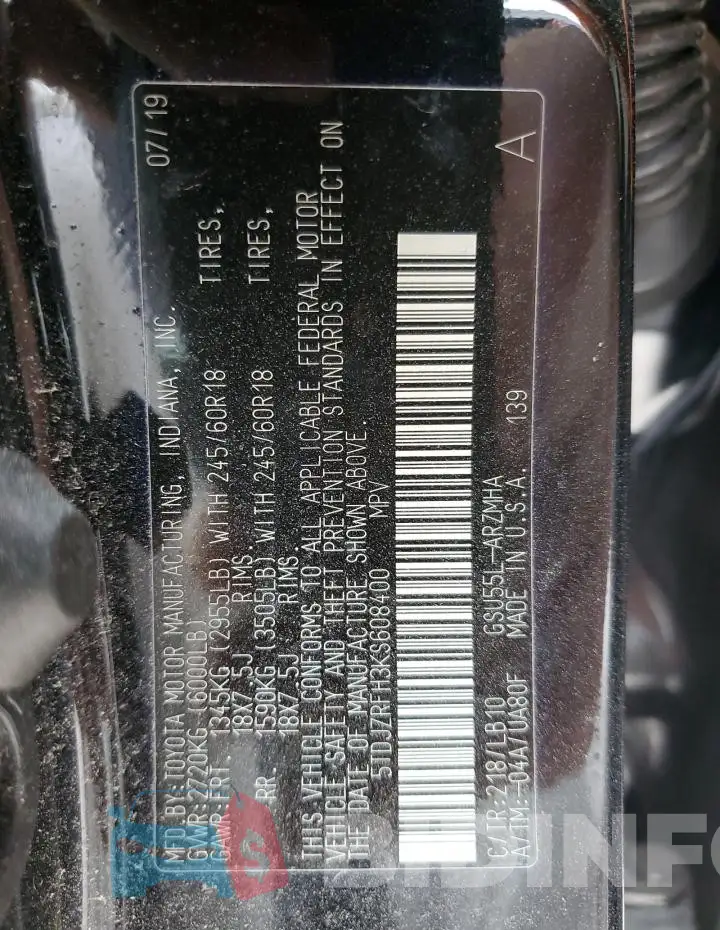 5TDJZRFH3KS608400 Photo# 13