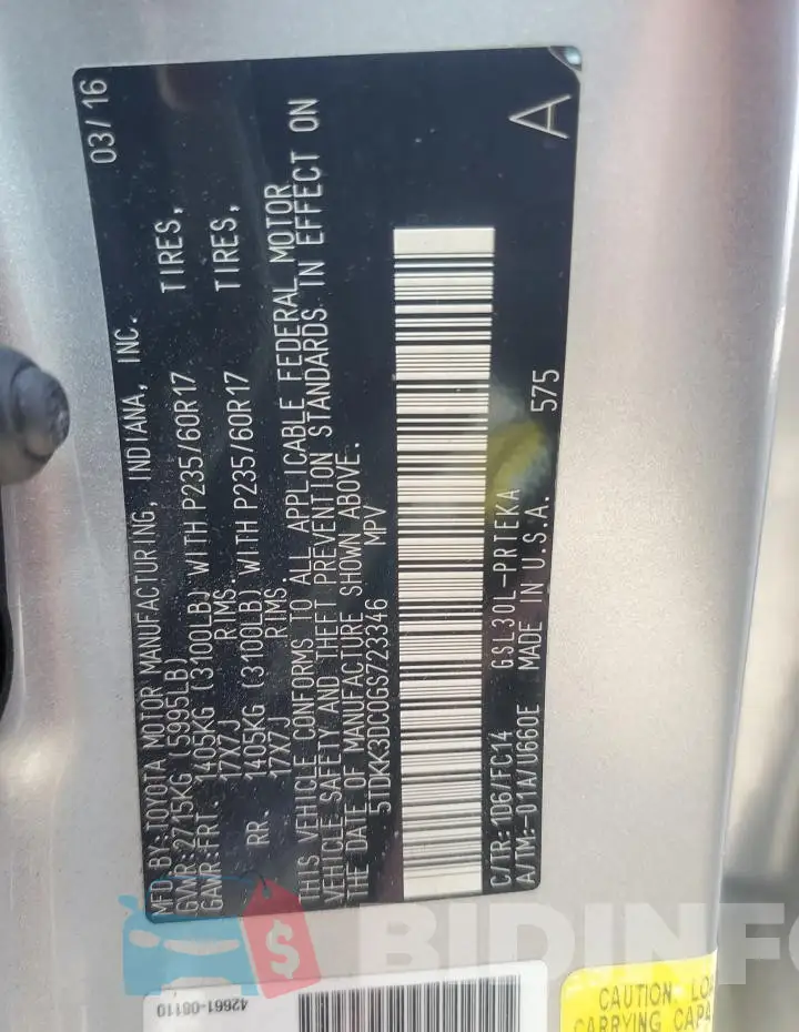 5TDKK3DC0GS723346 Photo# 13